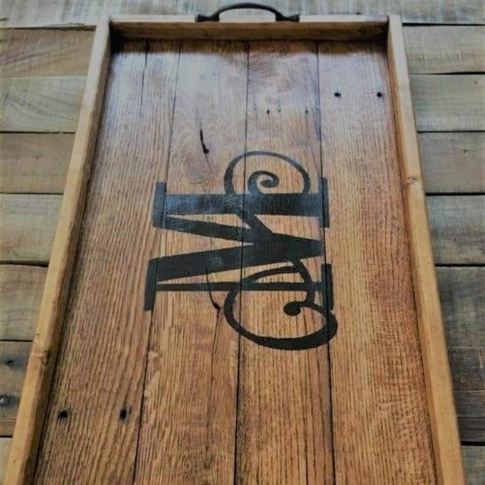 Monogram Stained Serving Tray